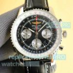AAA Swiss Copy Breitling Navitimer Chronograph Watch 43 Black Leather Strap